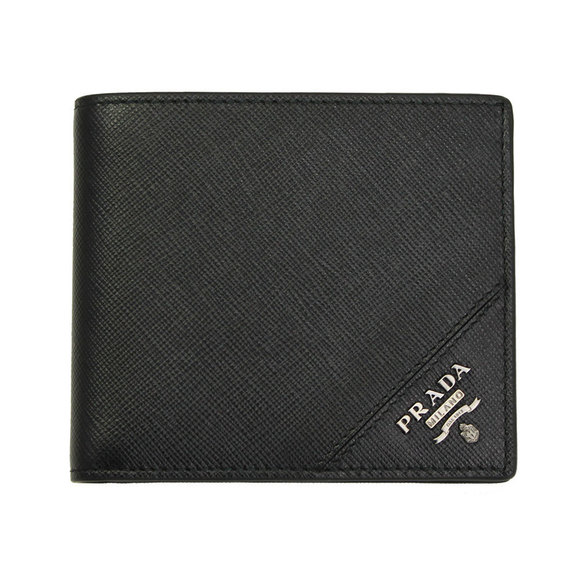 Prada Leather Nero Saffiano Black Black Wallet Bifold - Picture 1 of 4